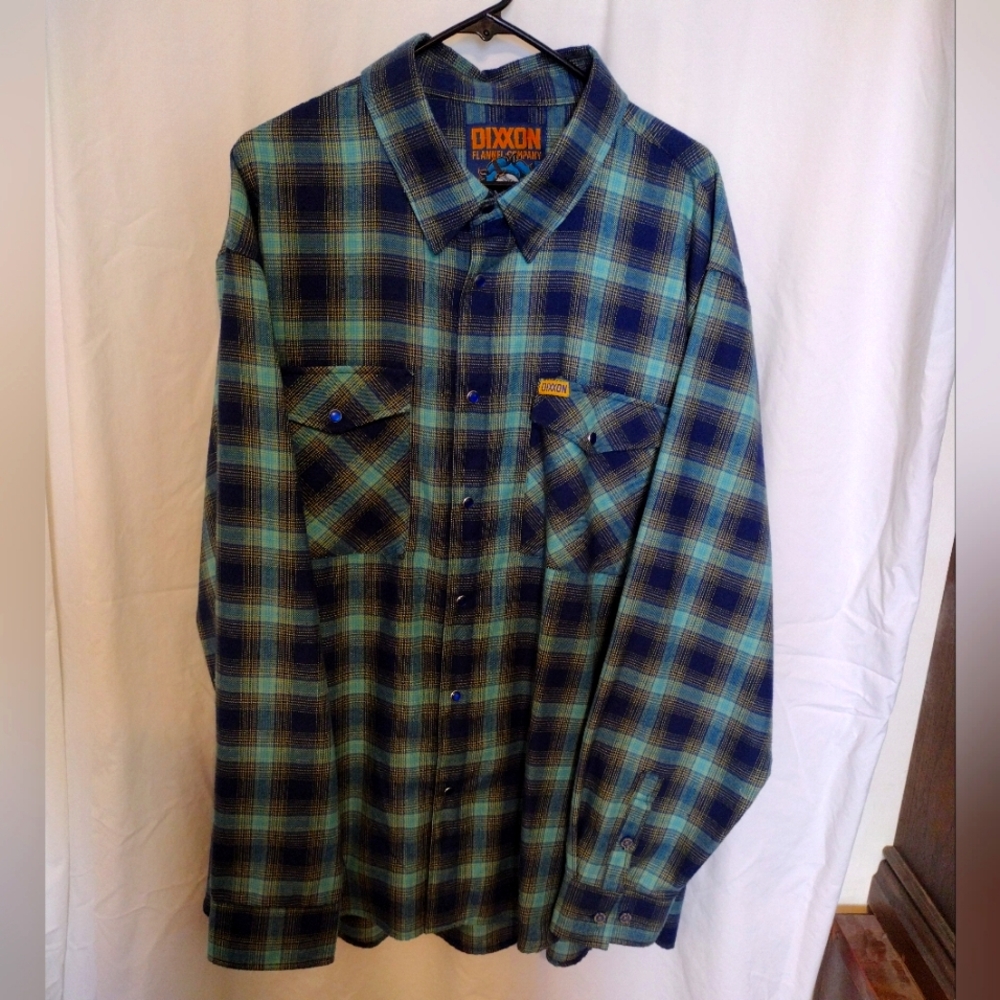 DIXXON Men's Green and Blue Plaid Shirt